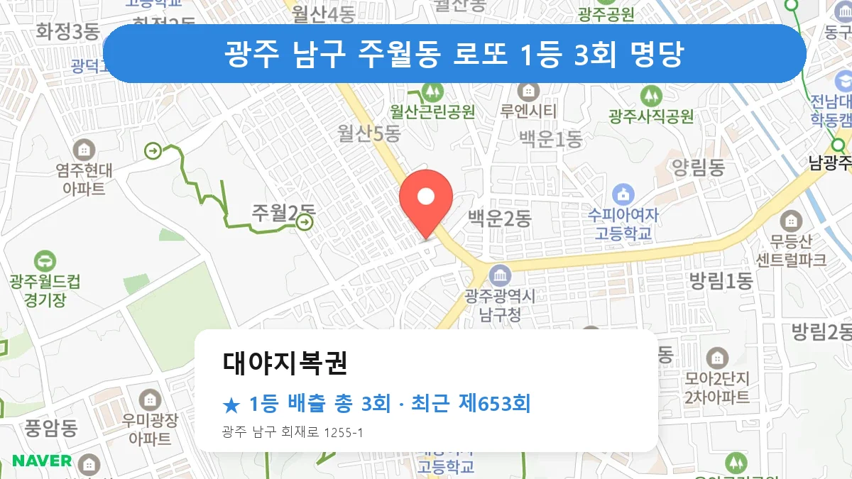 광주 남구 로또 명당 대야지복권 위치