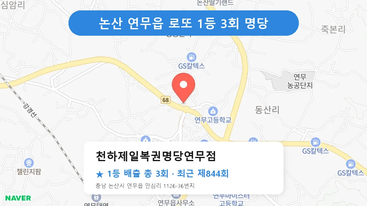 논산 천하제일복권명당연무점 로또 1등 3회 명당 | 위치·당첨 이력 (충남 논산시 연무읍)