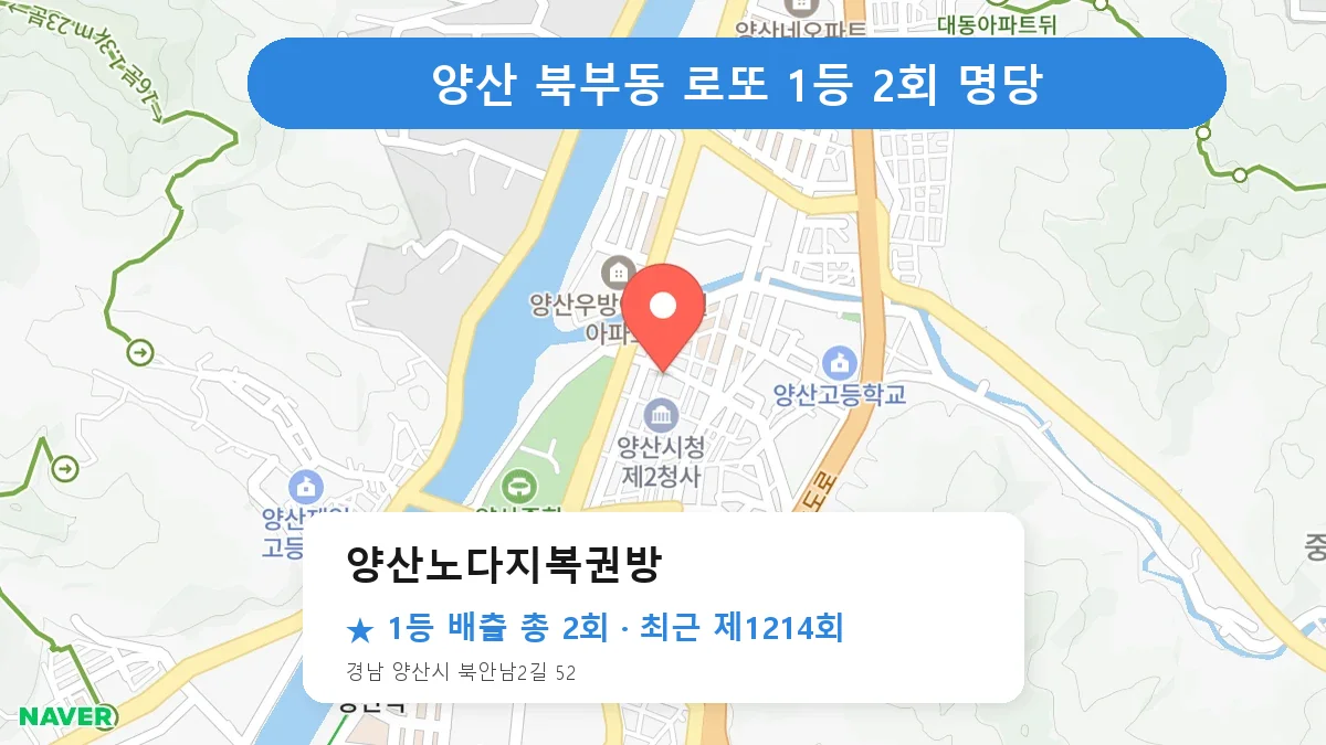 양산 양산노다지복권방 로또 1등 2회 명당 | 위치·당첨 이력 (경남 양산시 북부동)