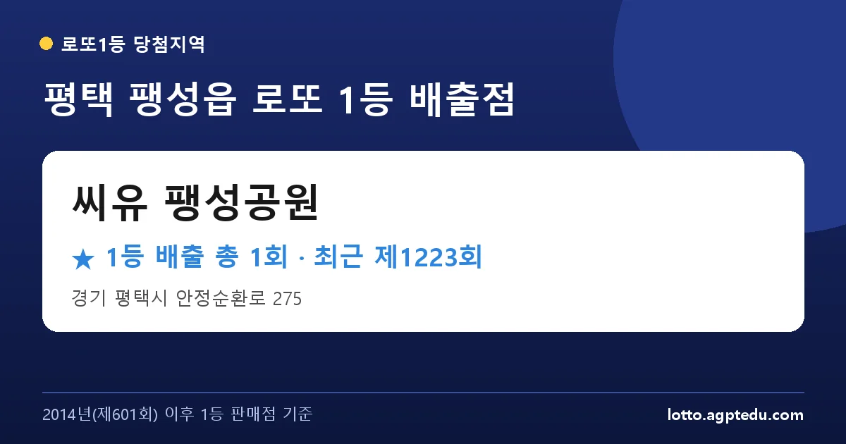 평택 씨유 팽성공원 로또 1등 1회 명당 | 위치·당첨 이력 (경기 평택시 팽성읍)