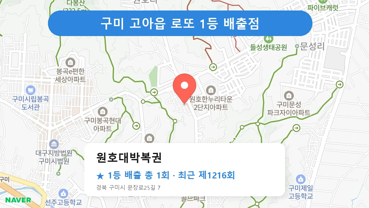 구미 원호대박복권 로또 1등 1회 명당 | 위치·당첨 이력 (경북 구미시 고아읍)