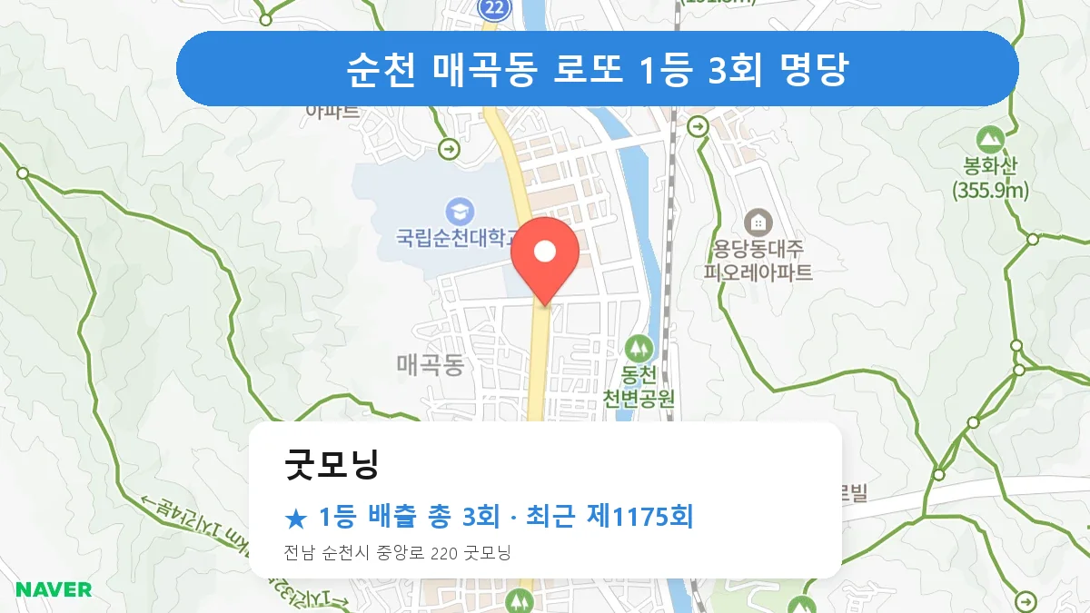 순천 굿모닝 로또 1등 3회 명당 | 위치·당첨 이력 (전남 순천시 매곡동)
