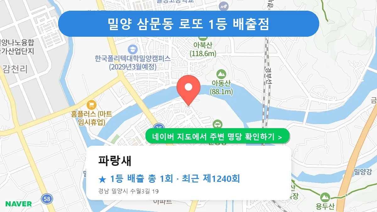 제1240회 밀양시 삼문동 로또 명당 파랑새 위치