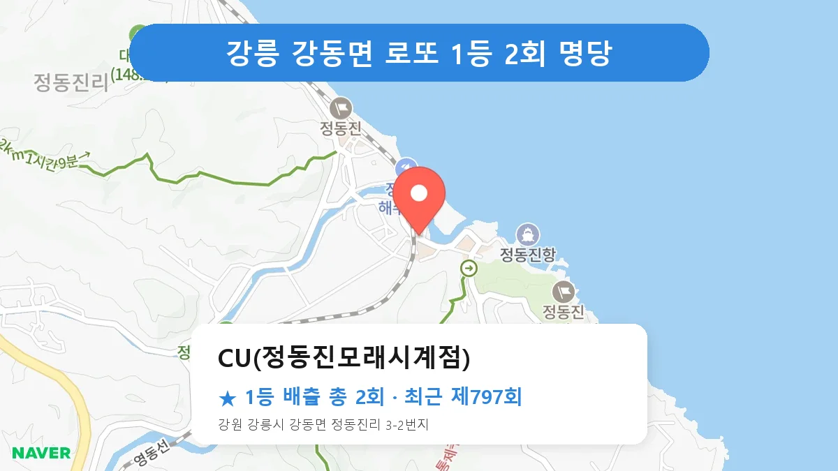 강릉 로또 명당 CU(정동진모래시계점) 위치