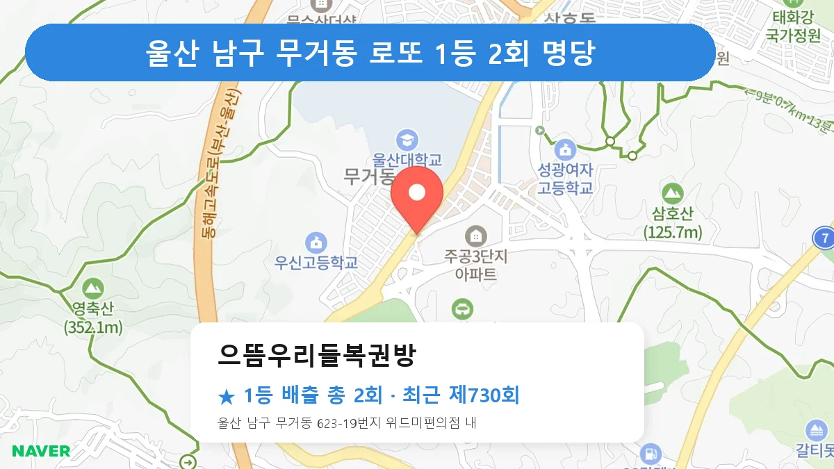 울산 남구 로또 명당 으뜸우리들복권방 위치