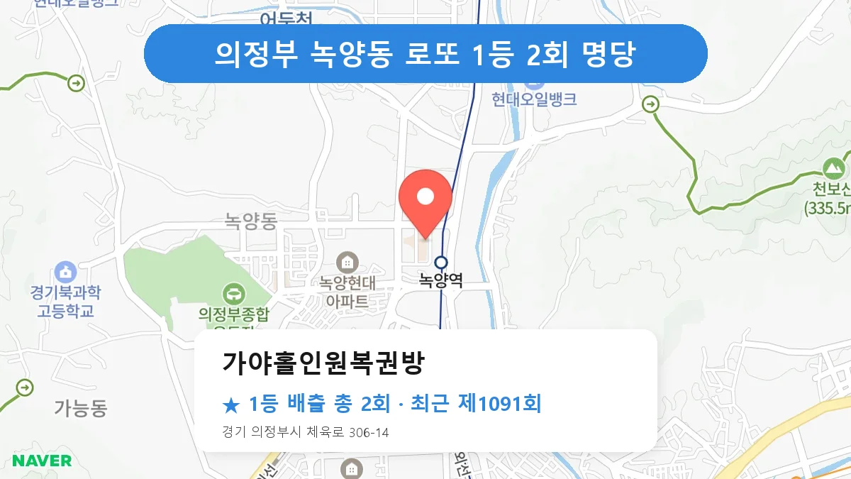의정부 가야홀인원복권방 로또 1등 2회 명당 | 위치·당첨 이력 (경기 의정부시 녹양동)