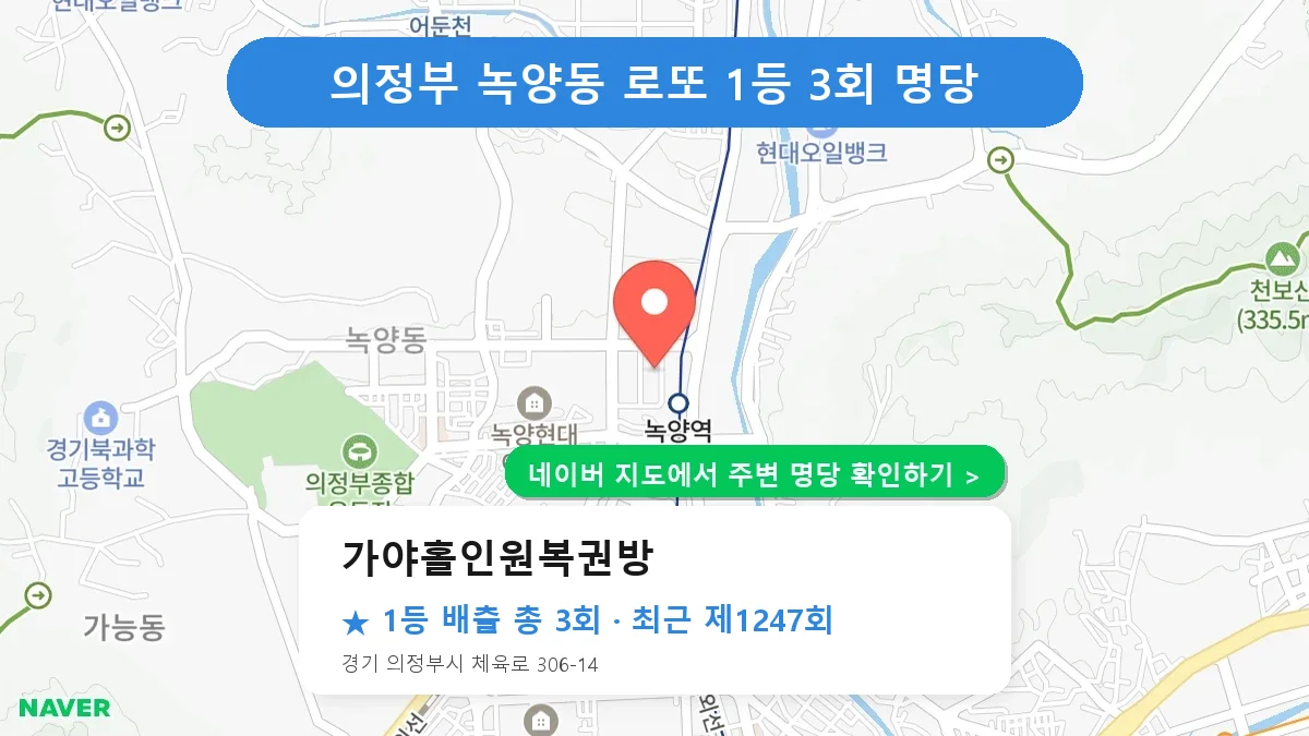제1247회 의정부시 녹양동 로또 명당 가야홀인원복권방 위치