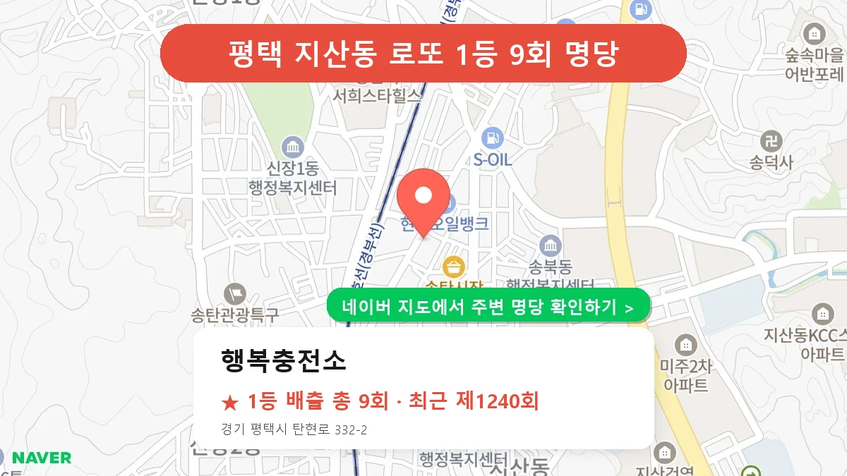 제1240회 평택시 지산동 로또 명당 행복충전소 위치