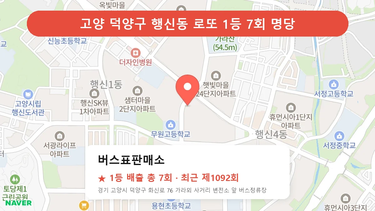 고양 덕양구 로또 명당 버스표판매소 위치
