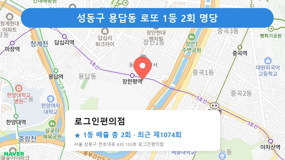 성동구 로그인편의점 로또 1등 2회 명당 | 위치·당첨 이력 (서울 성동구 용답동)
