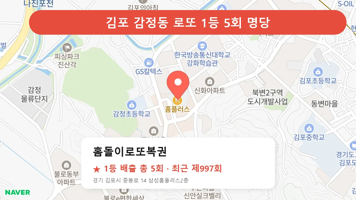 김포 로또 명당 홈돌이로또복권 위치