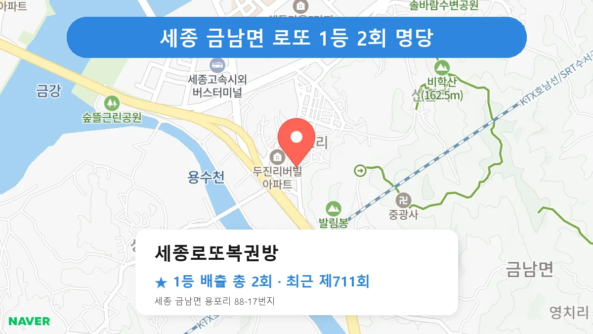 세종 로또 명당 세종로또복권방 위치