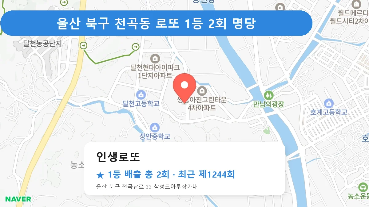 제1244회 북구 천곡동 로또 명당 인생로또 위치
