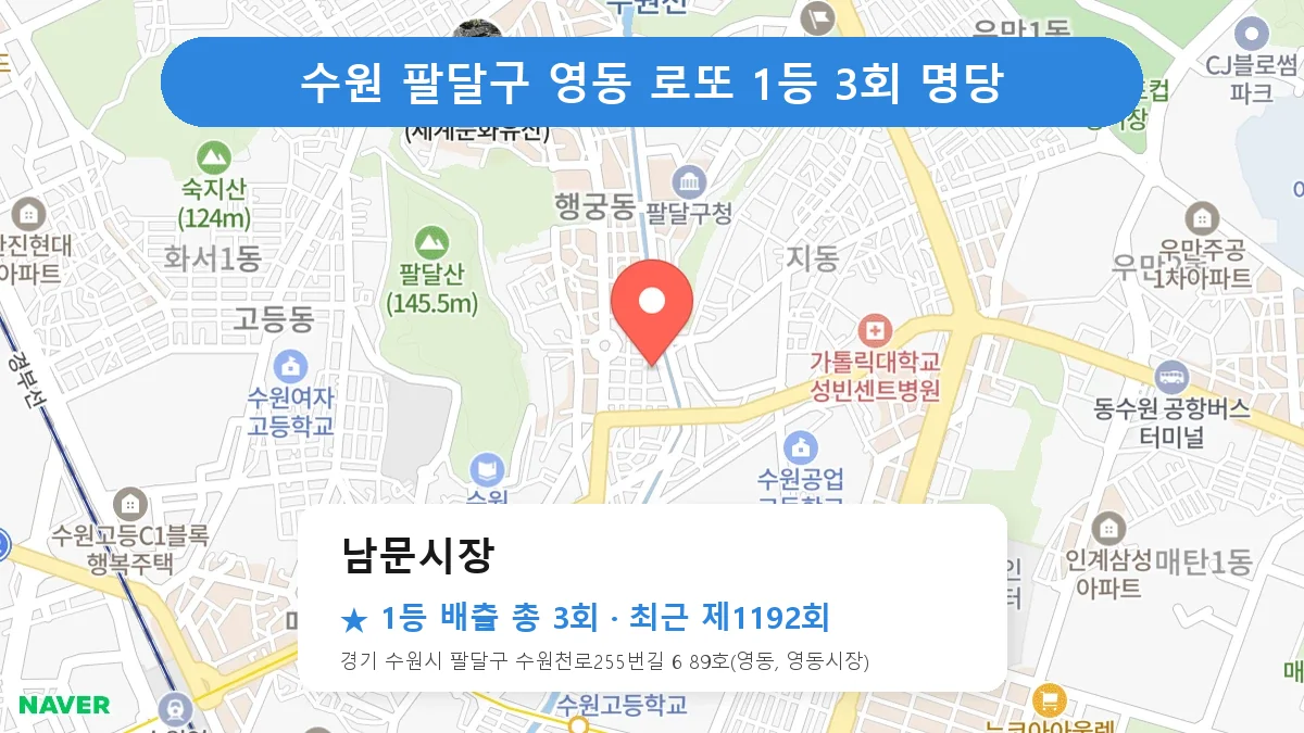 수원 팔달구 로또 명당 남문시장 위치
