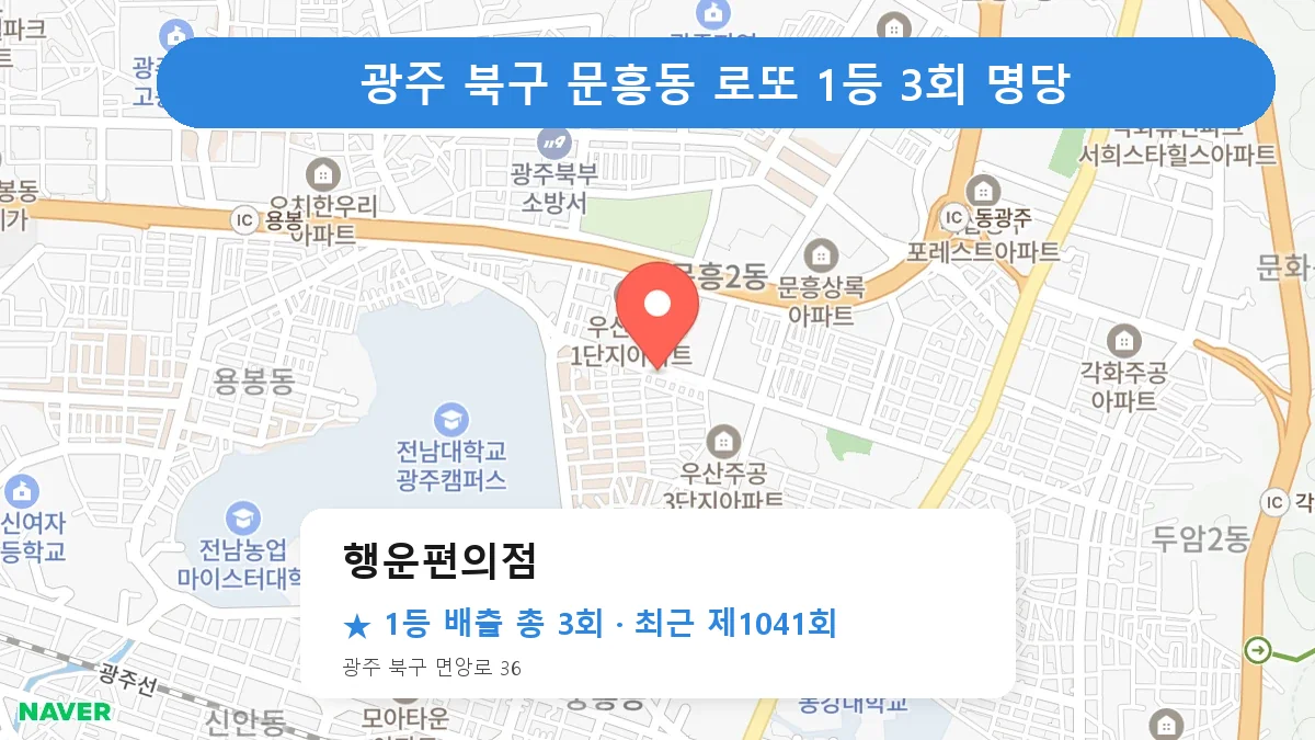 광주 북구 로또 명당 행운편의점 위치