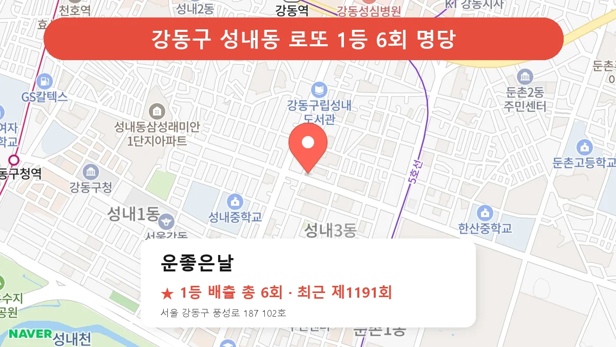 강동구 운좋은날 로또 1등 6회 명당 | 위치·당첨 이력 (서울 강동구 성내동)