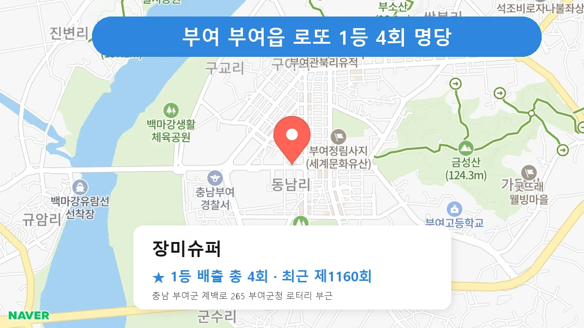 부여 장미슈퍼 로또 1등 4회 명당 | 위치·당첨 이력 (충남 부여군 부여읍)