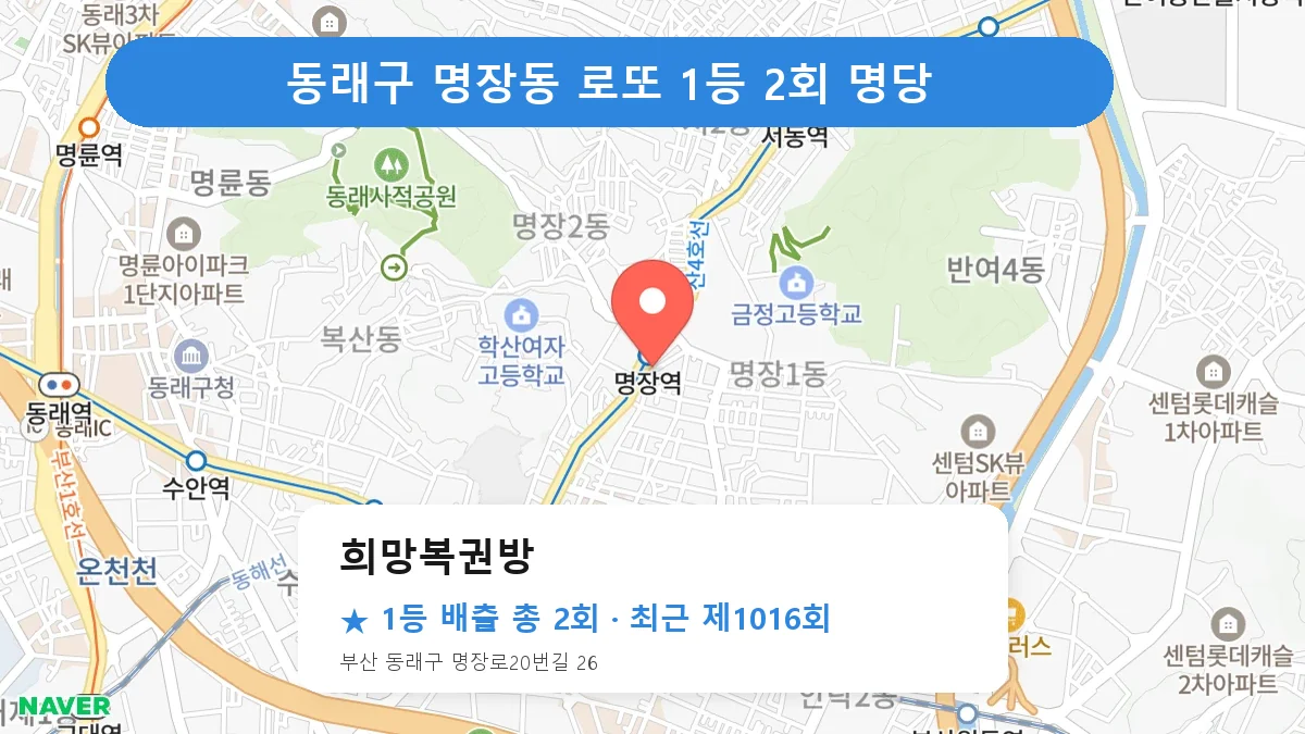 동래구 로또 명당 희망복권방 위치