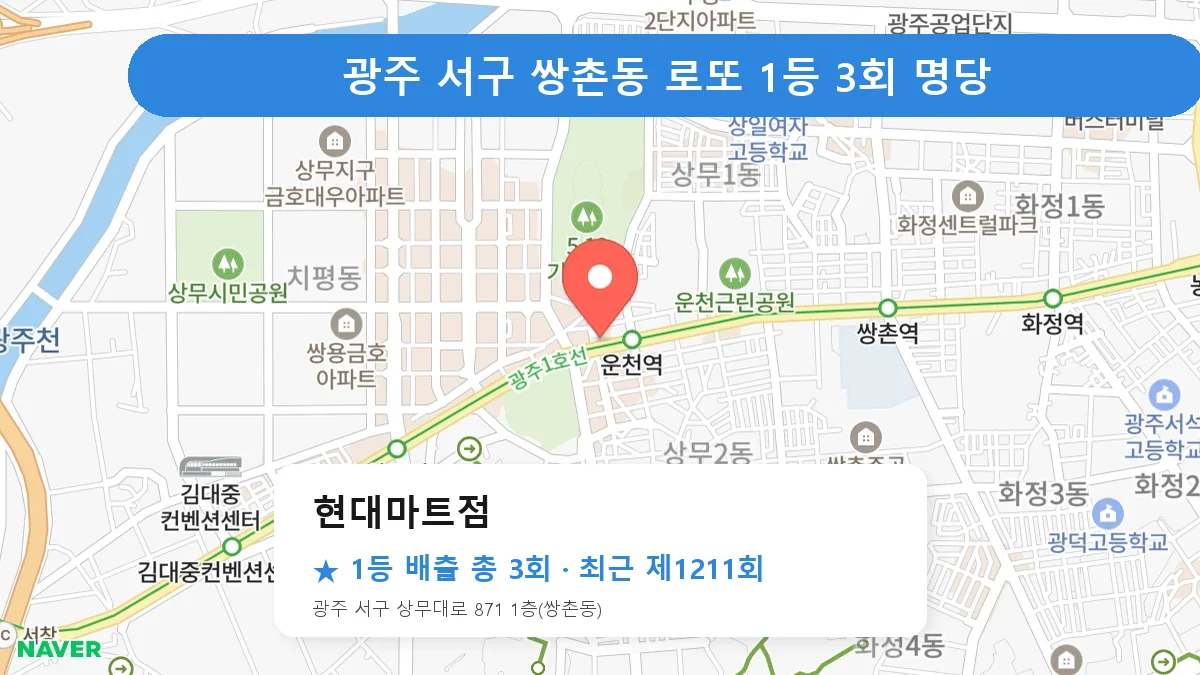 광주 서구 로또 명당 현대마트점 위치