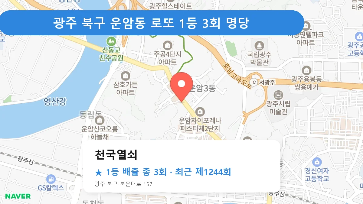 제1244회 북구 운암동 로또 명당 천국열쇠 위치