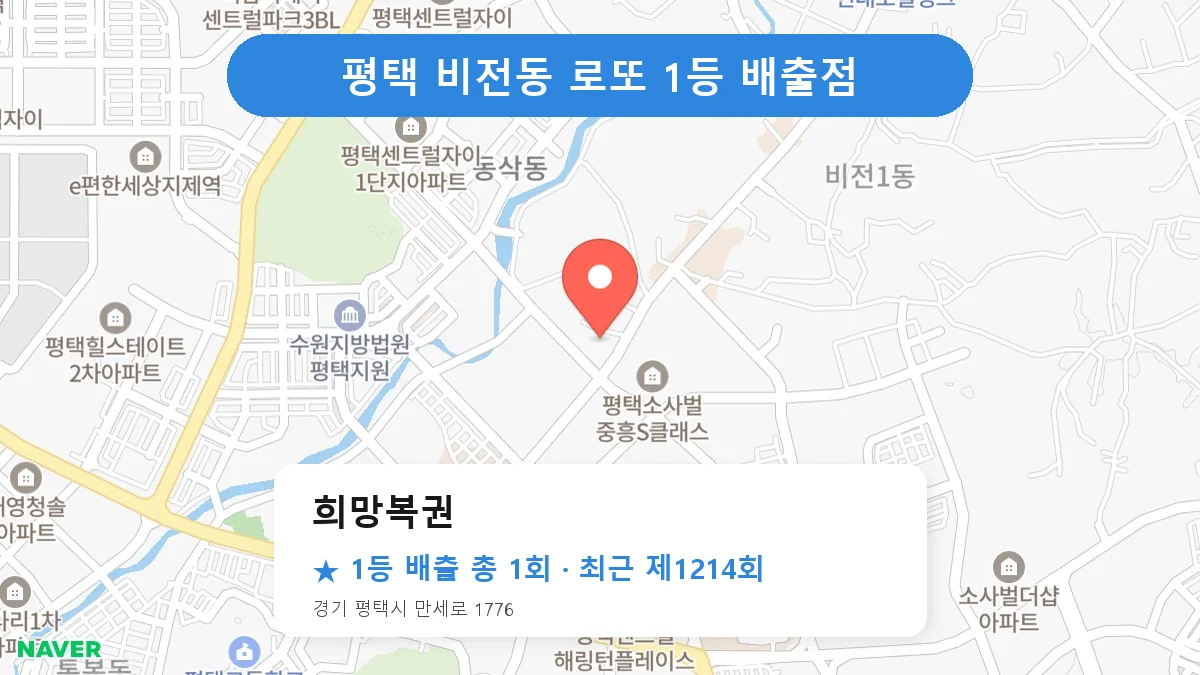 평택 희망복권 로또 1등 1회 명당 | 위치·당첨 이력 (경기 평택시 비전동)