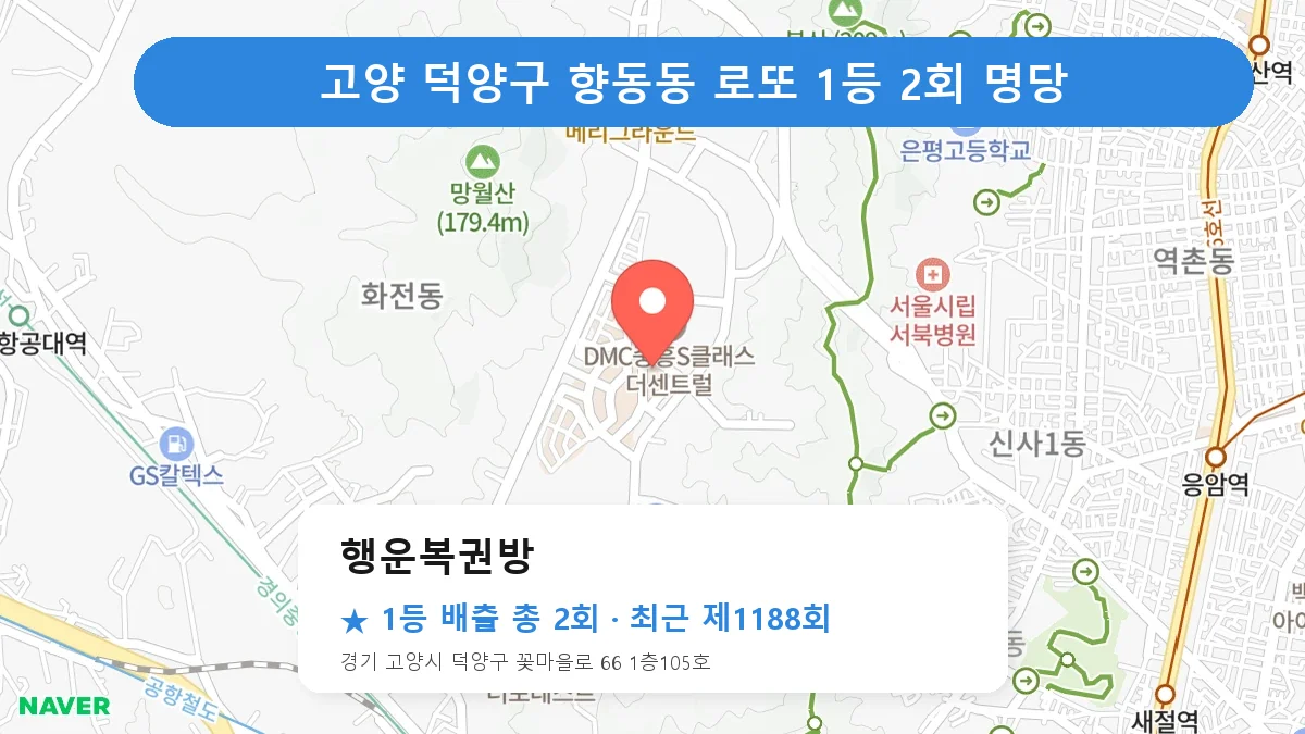 고양 덕양구 행운복권방 로또 1등 2회 명당 | 위치·당첨 이력 (경기 고양시 덕양구 향동동)