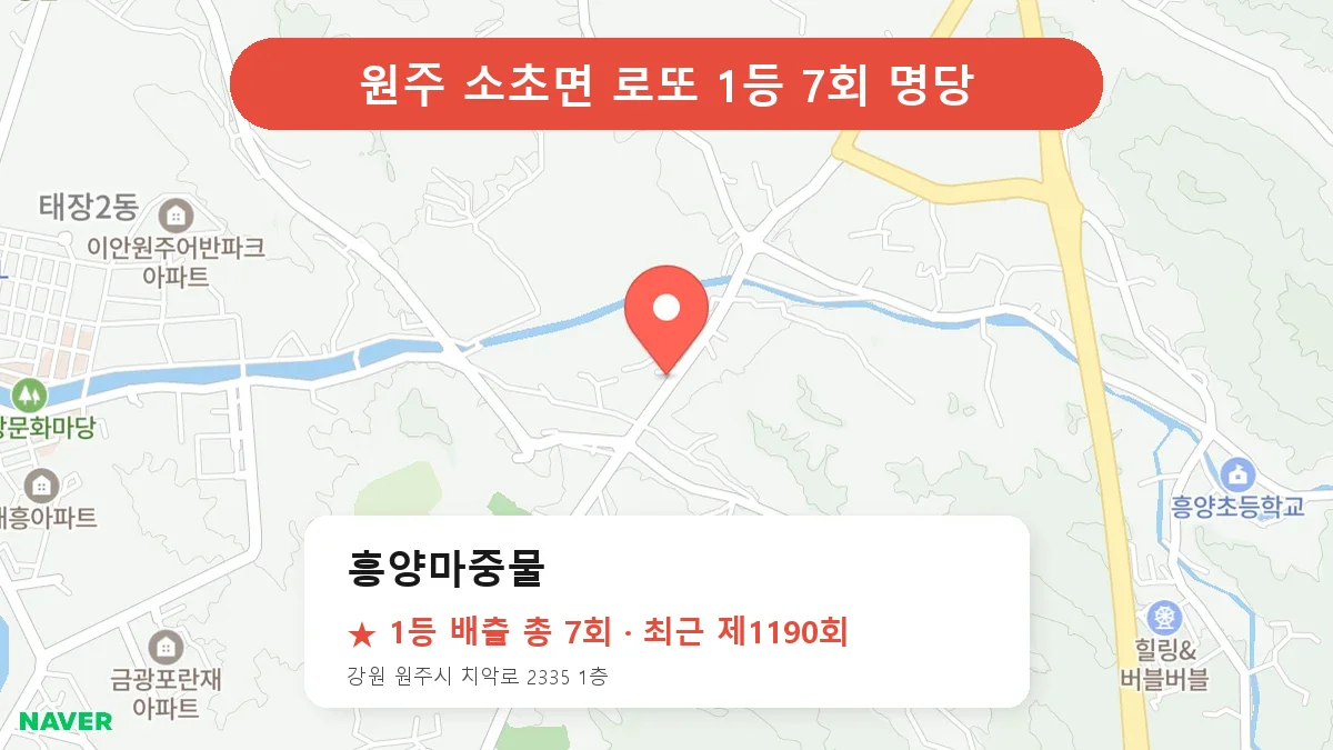 원주 로또 명당 흥양마중물 위치