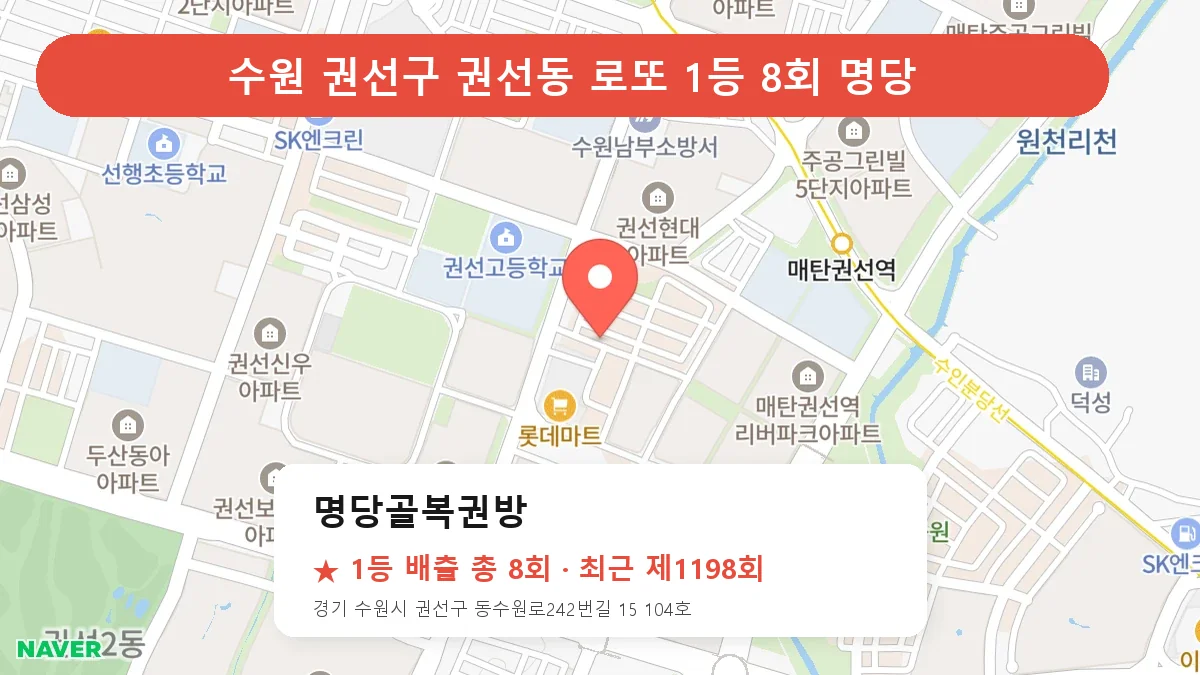 수원 권선구 로또 명당 명당골복권방 위치