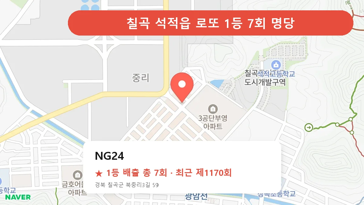 칠곡 NG24 로또 1등 7회 명당 | 위치·당첨 이력 (경북 칠곡군 석적읍)
