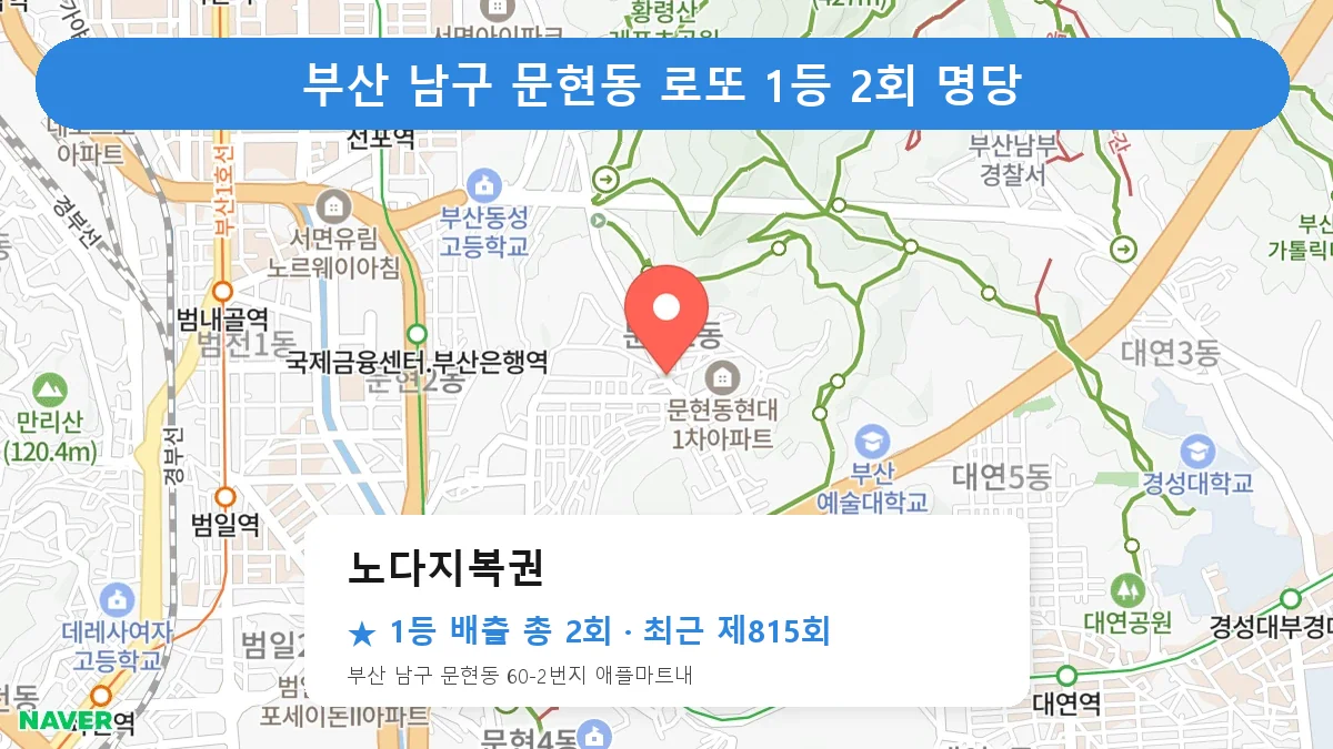 부산 남구 로또 명당 노다지복권 위치