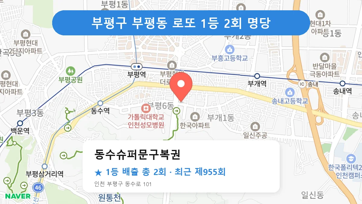 부평구 로또 명당 동수슈퍼문구복권 위치