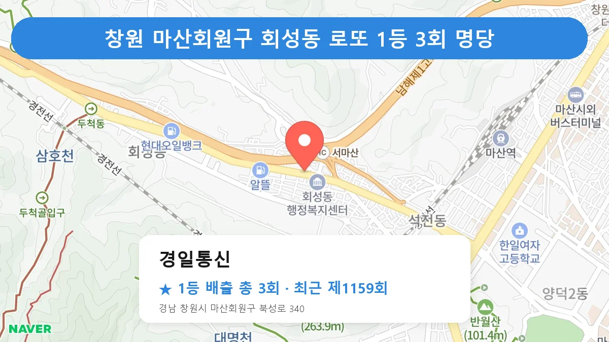 창원 마산회원구 로또 명당 경일통신 위치
