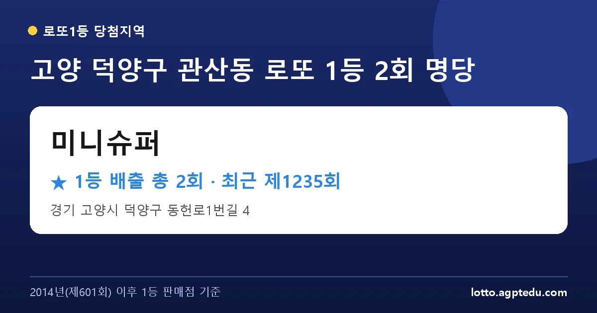 고양 덕양구 로또 명당 미니슈퍼 위치