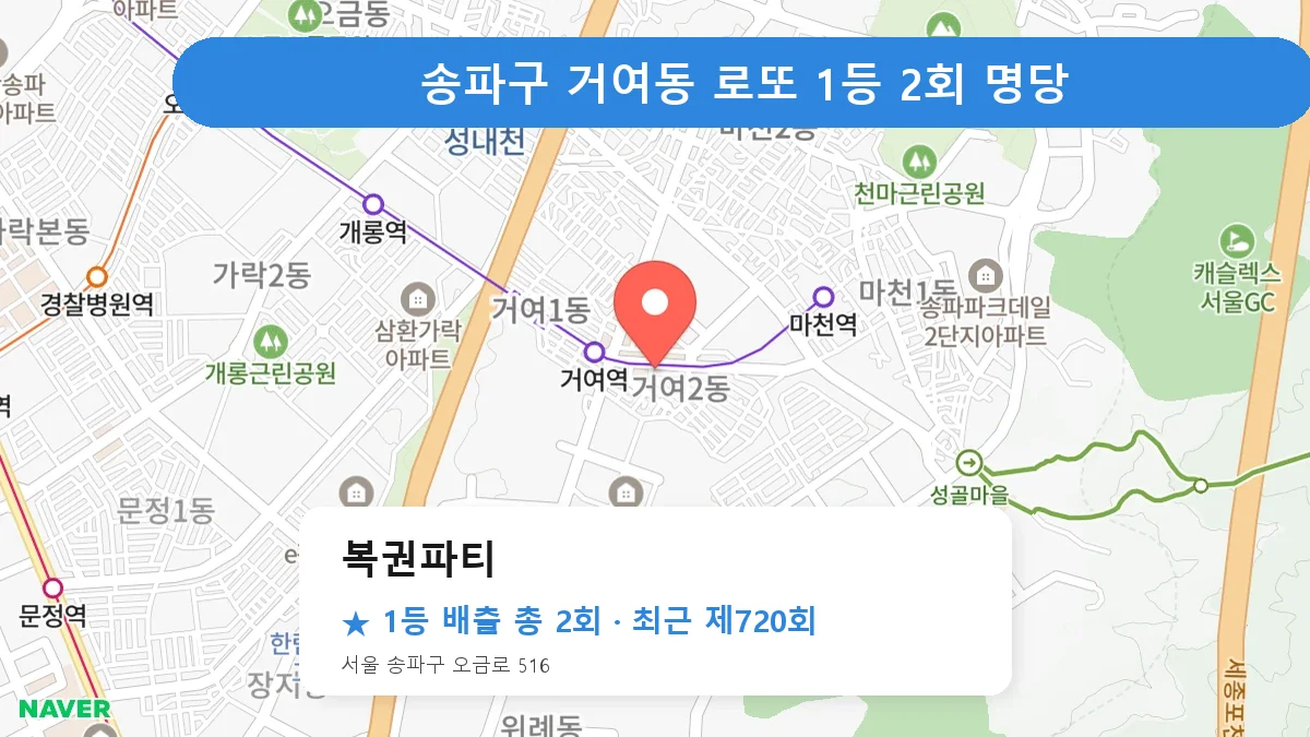 송파구 로또 명당 복권파티 위치