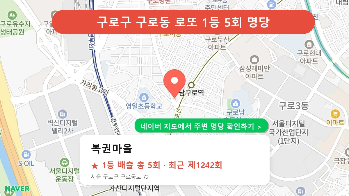 제1242회 구로구 구로동 로또 명당 복권마을 위치