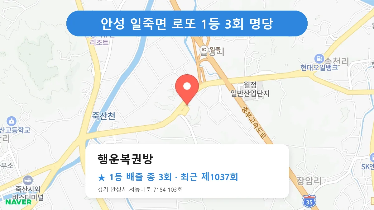 안성 로또 명당 행운복권방 위치