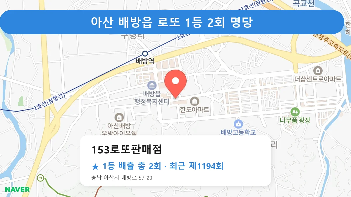아산 로또 명당 153로또판매점 위치