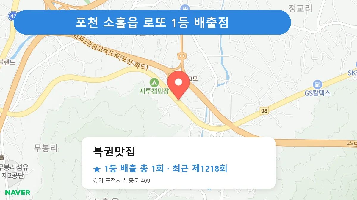 포천 복권맛집 로또 1등 1회 명당 | 위치·당첨 이력 (경기 포천시 소흘읍)