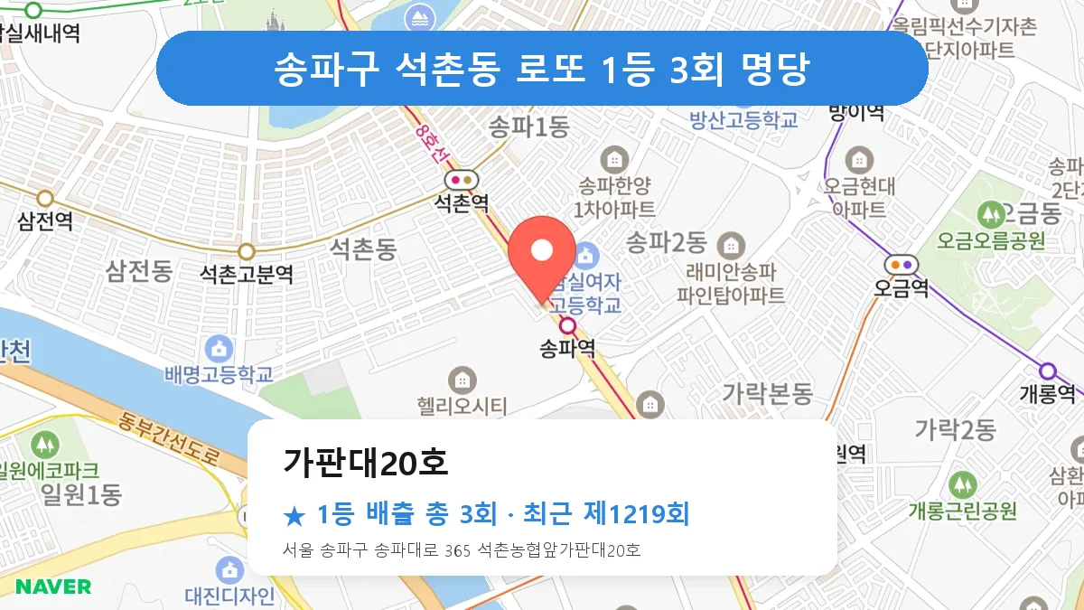 송파구 로또 명당 가판대20호 위치