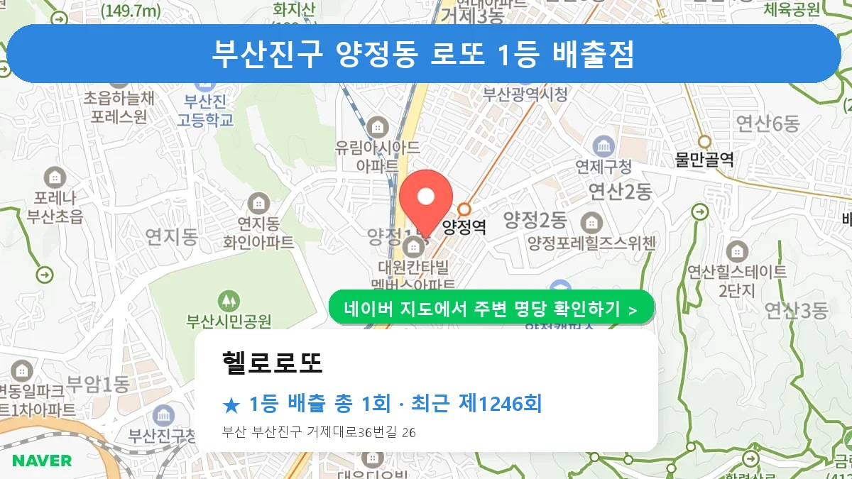 제1246회 부산진구 양정동 로또 명당 헬로로또 위치