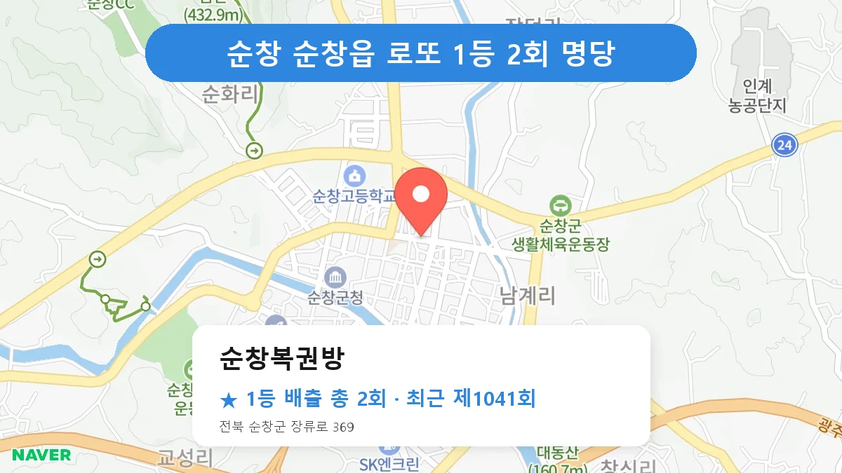 순창 순창복권방 로또 1등 2회 명당 | 위치·당첨 이력 (전북 순창군 순창읍)