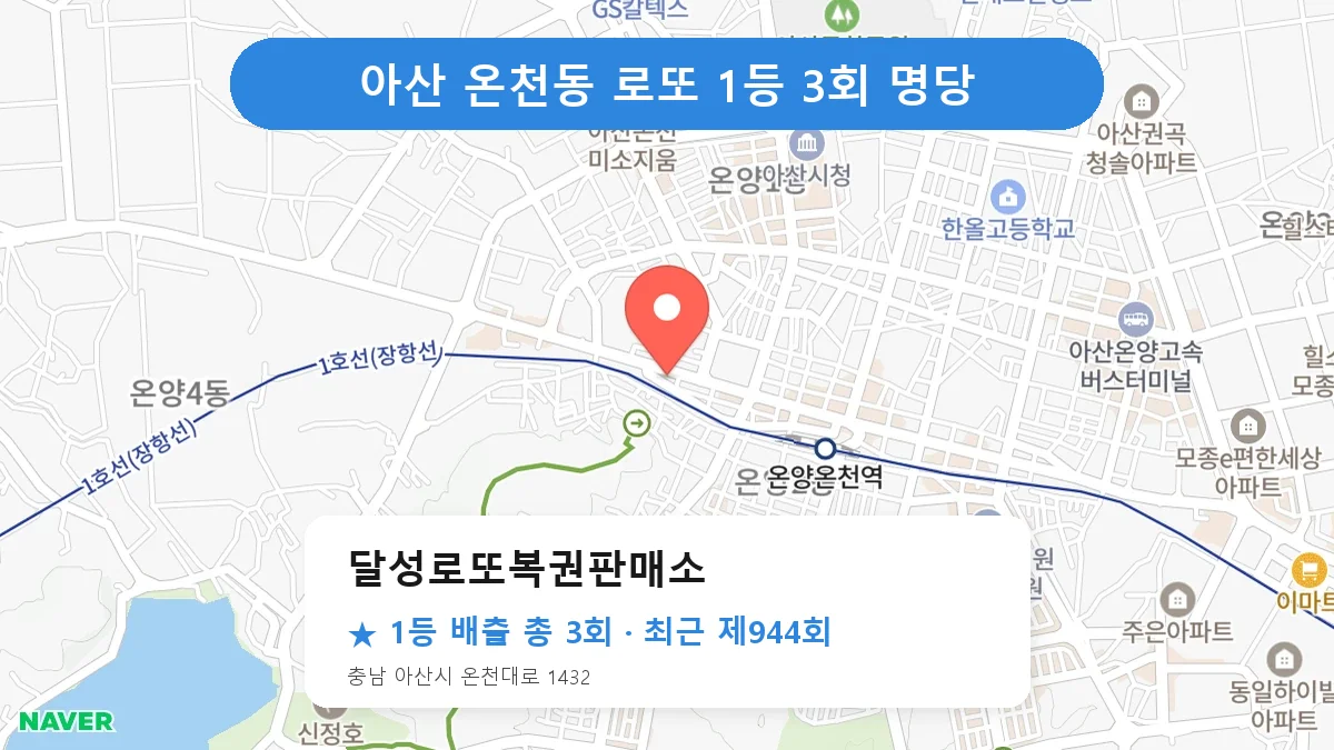 아산 로또 명당 달성로또복권판매소 위치