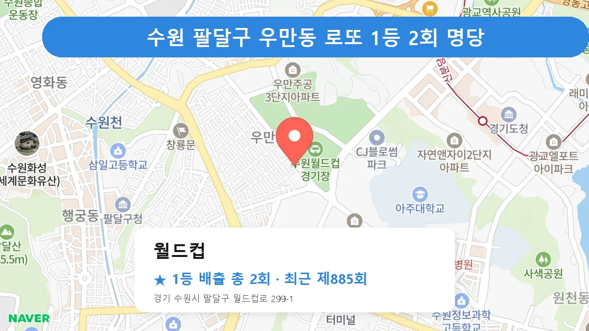 수원 팔달구 로또 명당 월드컵 위치