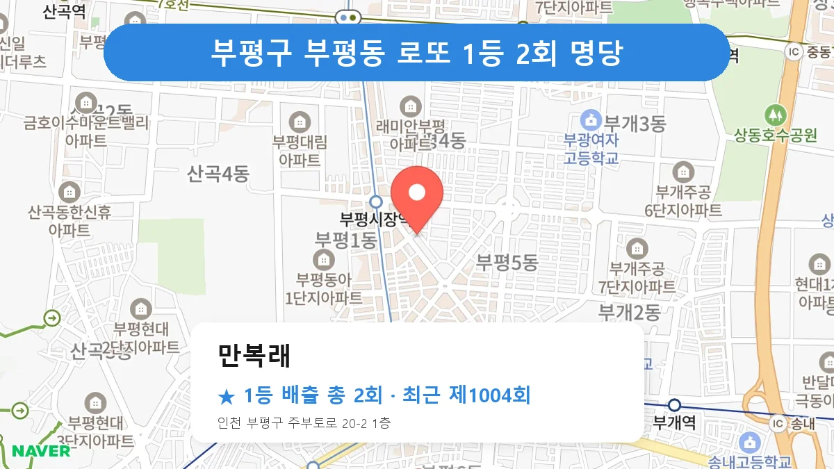부평구 만복래 로또 1등 2회 명당 | 위치·당첨 이력 (인천 부평구 부평동)