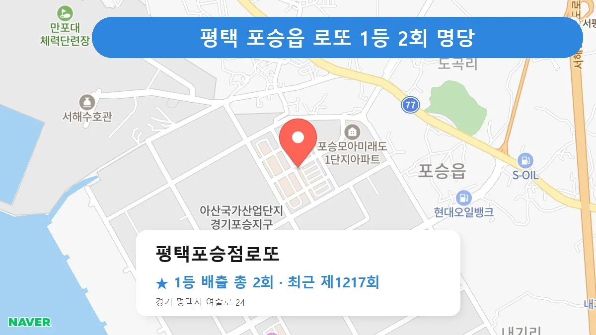 평택 평택포승점로또 로또 1등 2회 명당 | 위치·당첨 이력 (경기 평택시 포승읍)