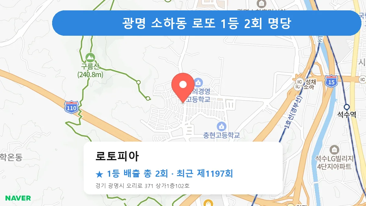 광명 로토피아 로또 1등 2회 명당 | 위치·당첨 이력 (경기 광명시 소하동)