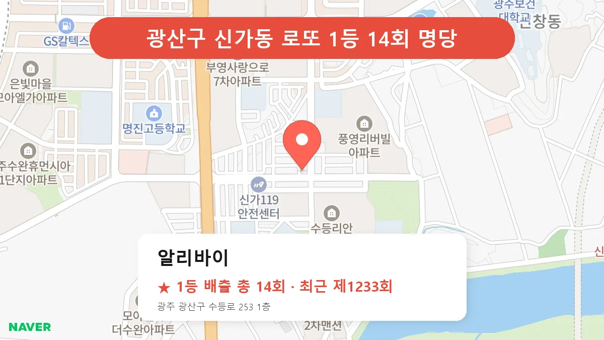 광산구 알리바이 로또 1등 14회 명당 | 위치·당첨 이력 (광주 광산구 신가동)