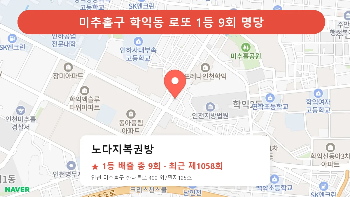 미추홀구 로또 명당 노다지복권방 위치