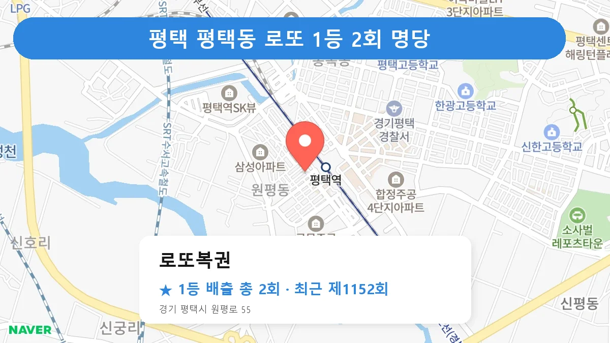 평택 로또복권 로또 1등 2회 명당 | 위치·당첨 이력 (경기 평택시 평택동)