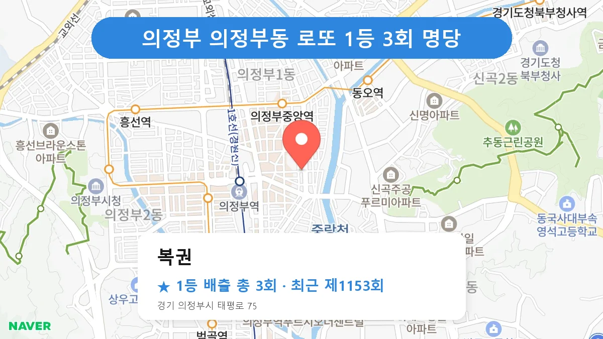 의정부 복권 로또 1등 3회 명당 | 위치·당첨 이력 (경기 의정부시 의정부동)